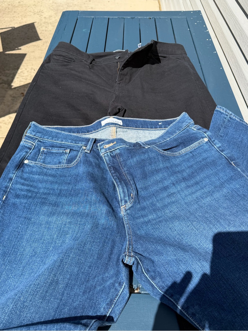 LOFT Cropped Ankle Jeans Duo in Blue and Black